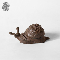  Hongke European-style cast iron snail creative decoration key box Desktop change storage box Garden decoration gardening groceries