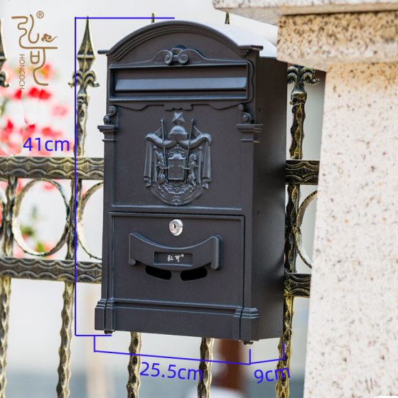 Customized door number European-style villa mailbox outdoor wall-mounted opinion box with lock letter box waterproof creative retro mailbox