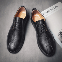  Leather shoes mens leather youth British trendy shoes mens casual shoes 2021 spring new soft-soled breathable small leather shoes men