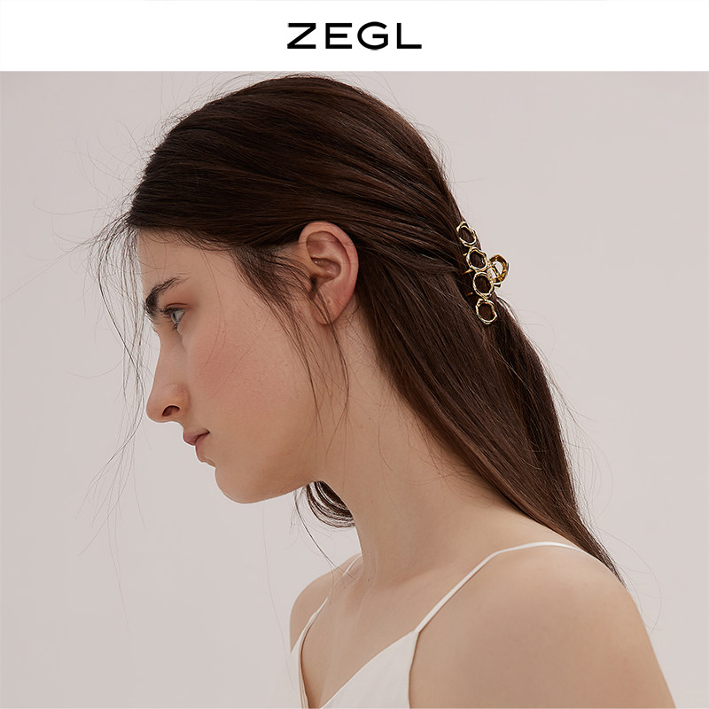 ZEGL designer metal hair clip female back of the head Korean temperament disc hair clip headdress shark clip niche hair ornament