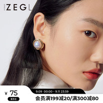 ZENGLIU retro imitation pearl stud earrings female Hong Kong style temperament earrings 925 silver pin simple Joker earrings advanced sense