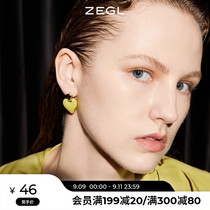ZEGL yellow love earrings female summer niche temperament versatile earrings 2021 New Tide 925 silver needle earrings