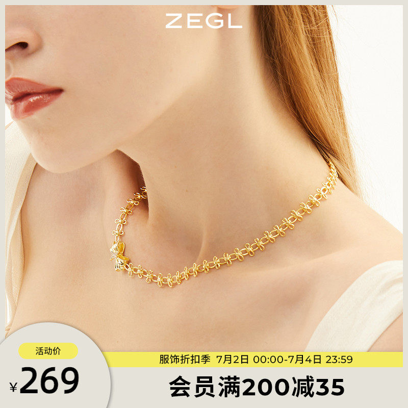 Zegl designer bow series butterfly flower necklace lady ins cold wind niche design collarbone chain choker chain