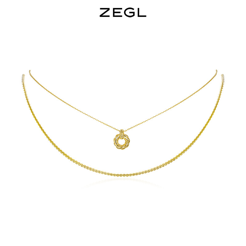 ZEGL vintage double necklace female light luxury niche design sense simple personality pendant stacked wear choker advanced sense