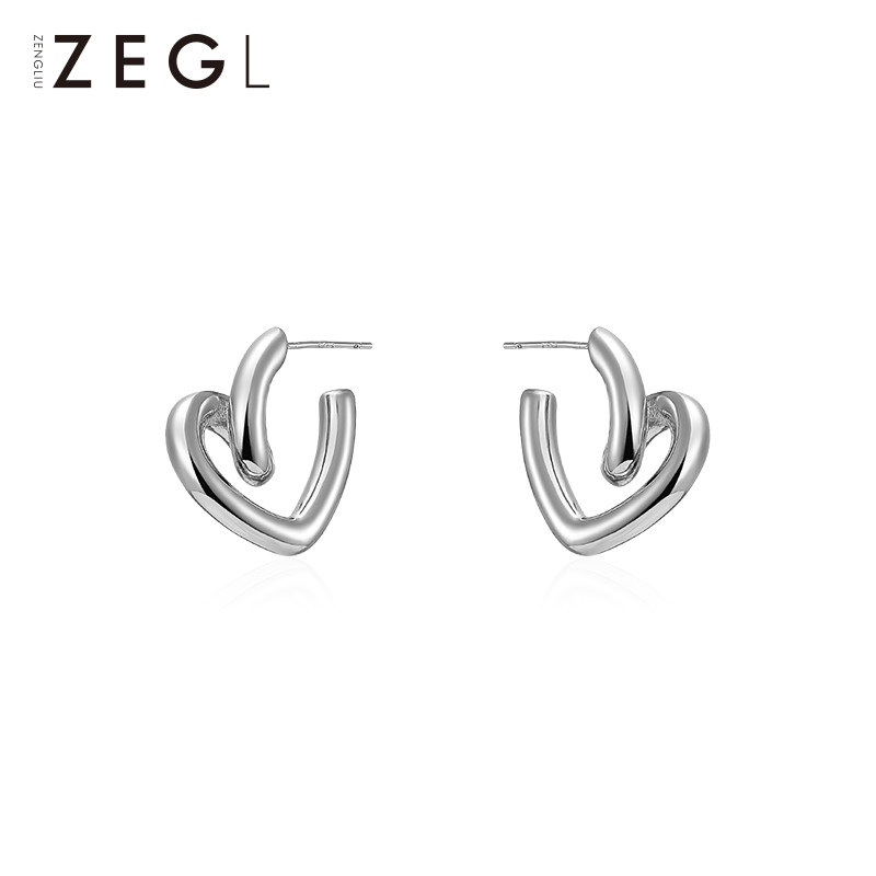 ZENGLIU fashion loving ear pin female brief lukewarm with small earrings temperament 100 lap personality mesh red earrings