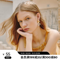 ZEGL transparent love earrings earrings female summer temperament earrings 2021 New Tide red 925 silver needle earrings