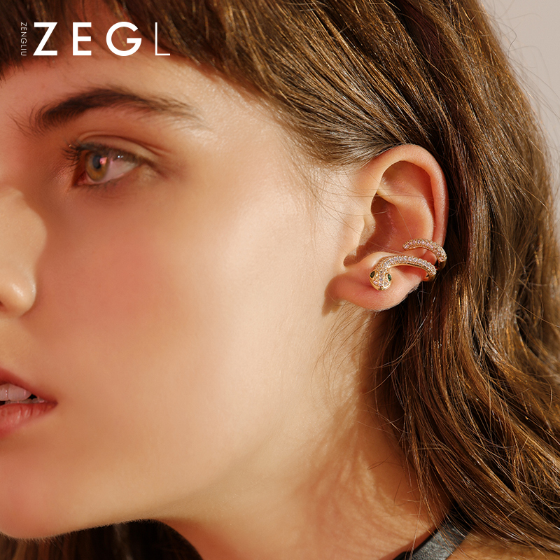 ZENGLIU GENIE EAR CLIP EAR BONE CLIP FEMALE PERSONALITY SERPNAC STUD EARRINGS EXAGGERATED EARRINGS TEMPERAMENT KOREAN EARRINGS