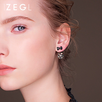 Zegl bow stud earrings women's elegant Korean red earrings 2022 new trendy earrings silver needle vintage earrings