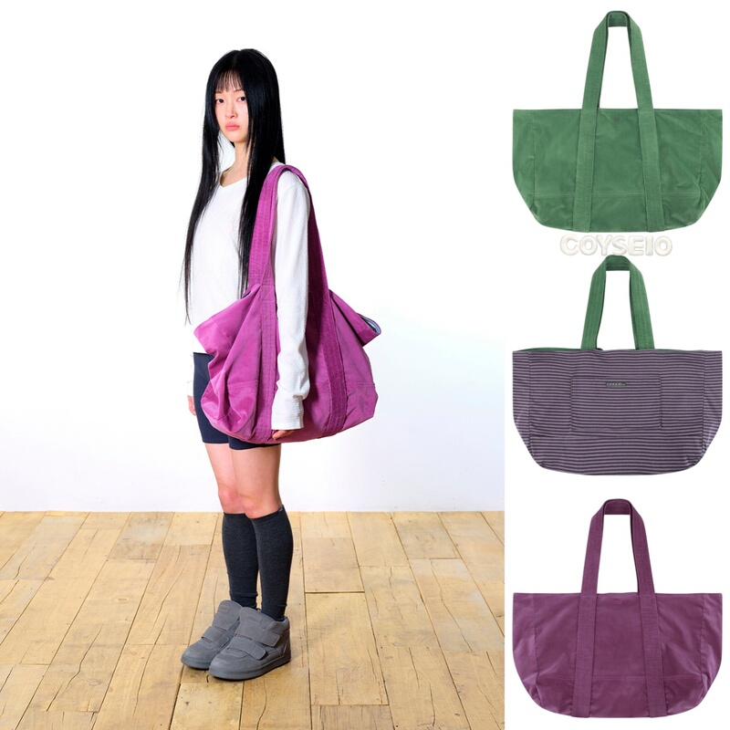 Korean Philately Coyseio038 Series Cotton Striped Double-Sided Extra-Large Tote Bag Shoulder Bag Tote Bag