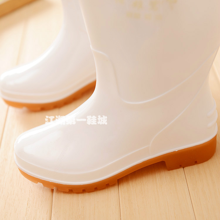Đàn ông và phụ nữ trong ống cao ống thực phẩm màu trắng ủng đi mưa vệ sinh giày chống nước nhà bếp giày chống nước giày nước axit và dầu kiềm dép nhựa chống nước