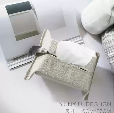 Solid color cotton hemp rice gray extraction sanitary paper bag thickened high texture fabric tissue cover dining room cafe tissue box