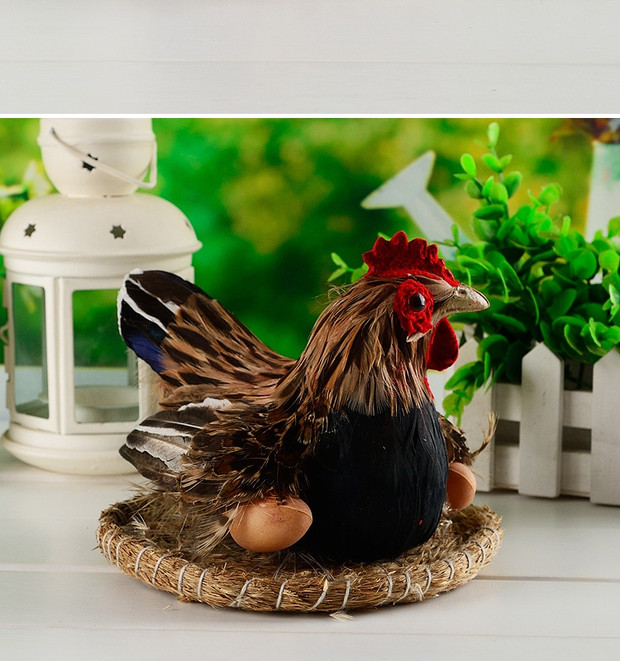 Mô phỏng xác thực hen đẻ trứng hen gà lông trang trí nhà trang trí động vật mô hình tĩnh đạo cụ chụp ảnh kệ dcor phòng ngủ