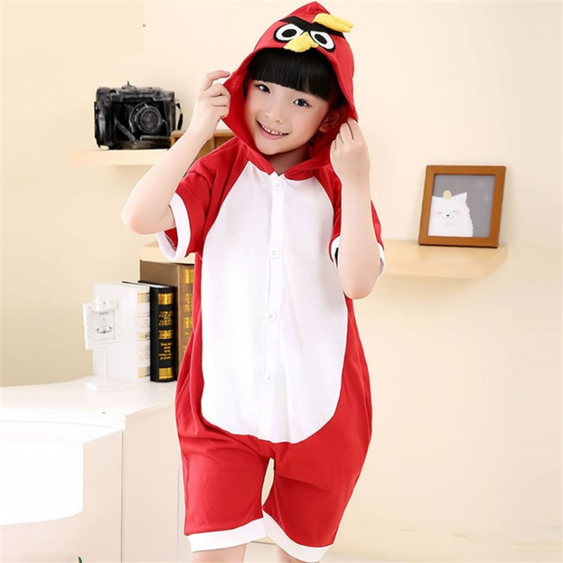 Summer children short sleeves pure cotton small bird even body pyjamas male and female cartoon animals Spring and autumn performance of the children in the family clothes