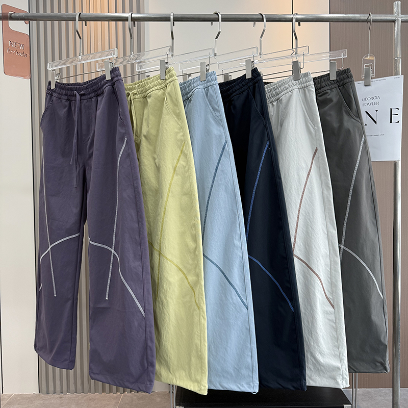 Factory Order! New Spring and Autumn Drawstring Loose Outdoor Straight-Leg Color-Block Hasselblad Line Drape Casual Sports Pants for Women