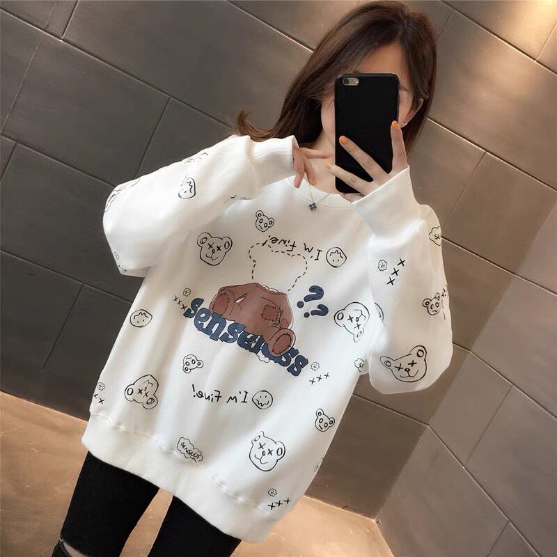 Autumn 2021 maternity wear new loose mid-length version thin round neck guard women Korean version of the hot mom maternity top