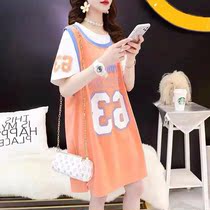 Pregnant Woman Clothes Summer Vacation Two Short Sleeves T-shirt Dress Mid Length 2022 New Loose Spicy Mothers Pregnant Woman Dress dress