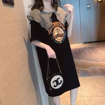 Doll collar pregnant women go out in mid-length loose summer 2021 new short-sleeved hot mom postpartum pregnant women T-shirt skirt women