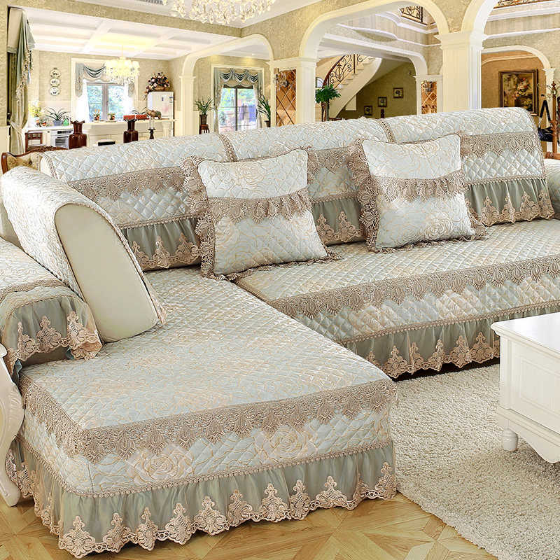 European Style Sofa Mat Fabric All Season Universal Cushion Nordic Light Lavish Sofa Cover All-bag Universal Cover Anti Slip U Type