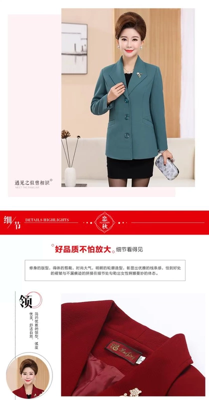 Mẹ trung niên tải quần áo mùa xuân và mùa thu Bộ đồ nhỏ phù hợp với phụ nữ trung niên 40-50 tuổi áo khoác gió Áo sơ mi mỏng