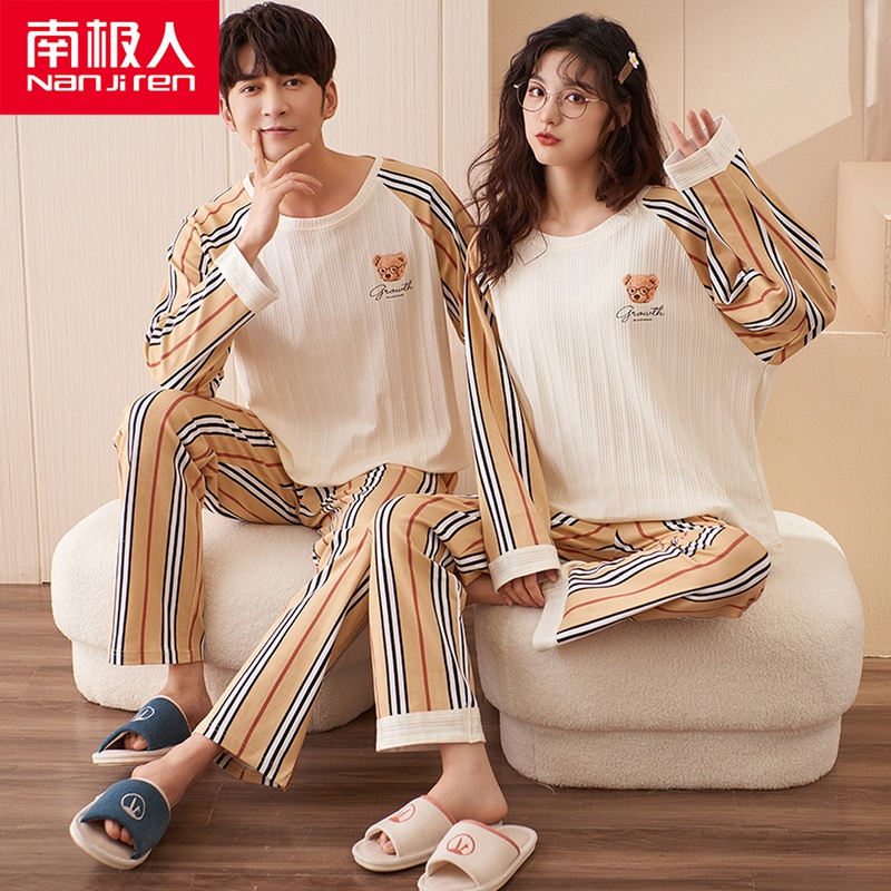 Couple Sleepwear Spring Autumn style Women Long sleeves Pure cotton thin section Men Summer Korean version Leisure Home Winter Two Style Suits