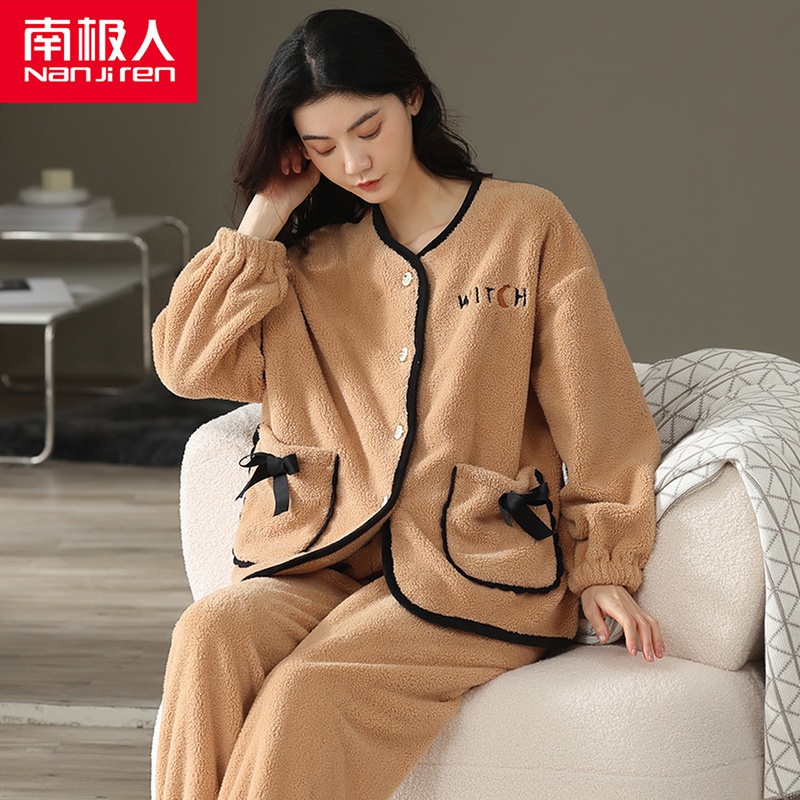 Antarctica autumn and winter coral vestcoat woman new thickened plus sweater warm flannel home suit
