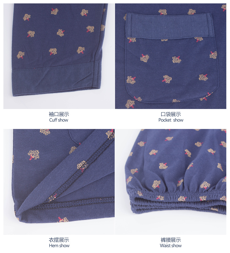 Đồ ngủ nam cho nam mùa xuân và mùa thu cotton dài tay cho nam mùa hè cotton cộng với chất béo cỡ lớn trung niên phù hợp với dịch vụ gia đình đồ pijama nam trung niên