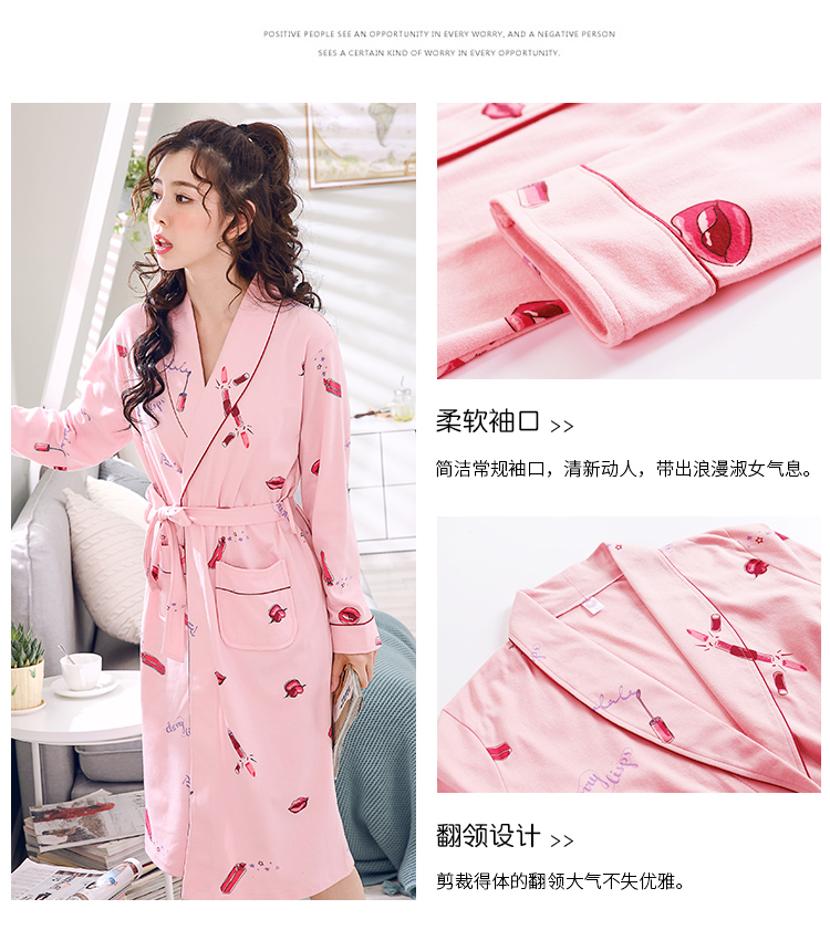 Áo ngủ nữ mùa xuân và mùa thu cotton đồ ngủ dài tay mùa hè yukata phần dài phần mỏng dịch vụ nhà áo choàng áo choàng bộ pijama lụa