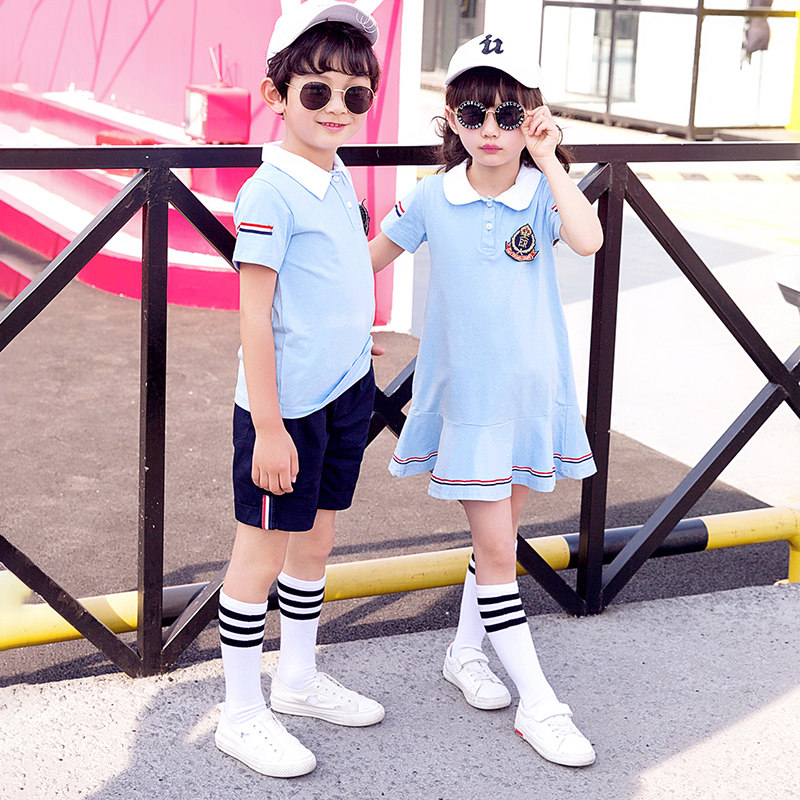Kindergarten garden clothes summer dress college style Korean children's class uniform school uniform summer boys and girls graduation photo set