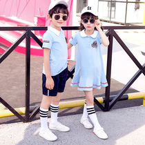 Kindergarten garden clothes summer dress college style Korean childrens class uniform school uniform summer boys and girls graduation photo set