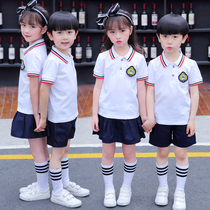 Kindergarten garden clothes summer clothes for boys and girls sportswear White t-black school uniforms childrens uniforms childrens class clothes cotton set