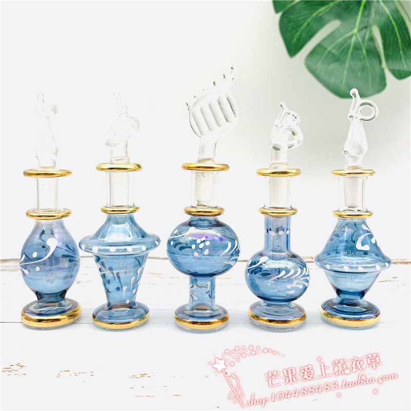 Egypt Essences Bottle Perfume Bottle perfume Perfume Essential Oils Bottle Cute Mini Decorated Glass Blue 5 cm