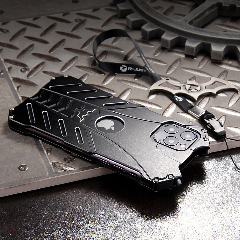 R-Just Batman Shockproof Aluminum Shell Metal Case with Custom Batarang Stent for Apple iPhone 11 Pro Max & iPhone 11 Pro & iPhone 11