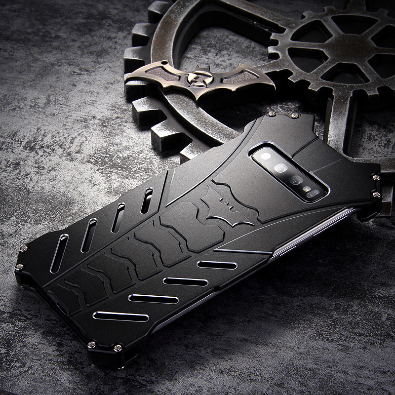 R-Just Batman Shockproof Aluminum Shell Metal Case with Custom Batarang Stent for Samsung Galaxy S10+ & Galaxy S10 & Galaxy S10e