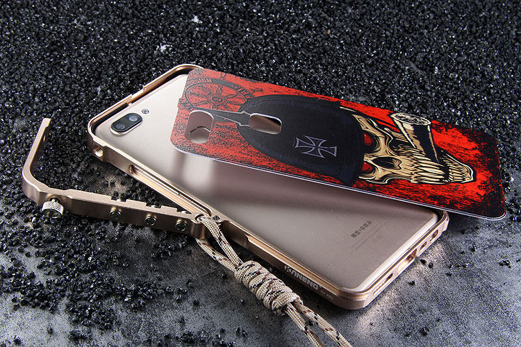 KANENG Mechanical Arm Trigger Aluminum Bumper Metal Frame 3D Cameo Back Cover Case for vivo X20
