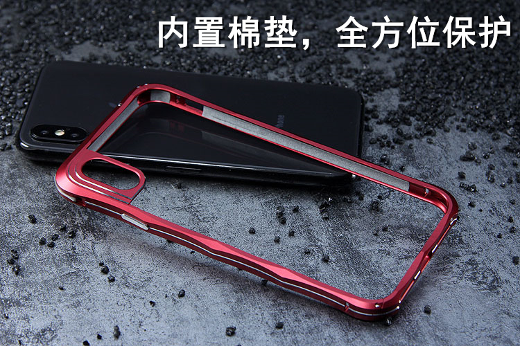 iMatch Slim Light Aluminum Metal Shockproof Bumper Case with Kickstand for Apple iPhone X