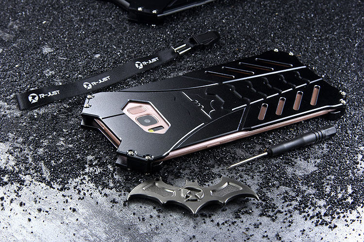 R-Just Batman Shockproof Aluminum Shell Metal Case with Custom Batarang Stent for Samsung Galaxy S8 & Samsung Galaxy S8 Plus
