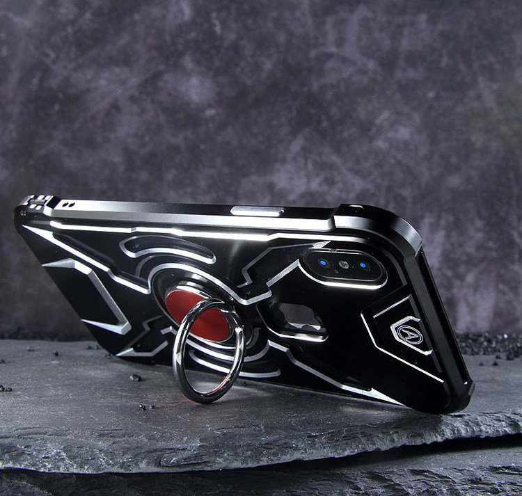 WK Iron Man Military Grade Shockproof Screw-less Metal Case w/ Ring Holder for Apple iPhone X