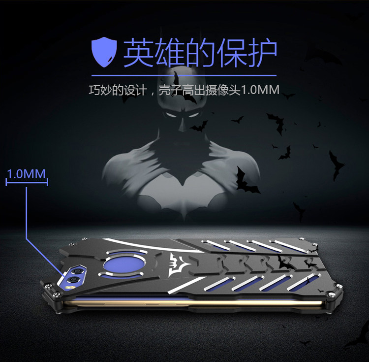 R-Just Batman Shockproof Aluminum Shell Metal Case with Custom Batarang Stent for Xiaomi Mi 6