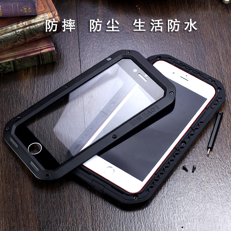 LOVE MEI Powerful Water Resistant Shockproof Dust/Dirt/Snow Proof Aluminum Metal Outdoor Gorilla Glass Heavy Duty Case Cover for Apple iPhone 7 Plus & iPhone 7