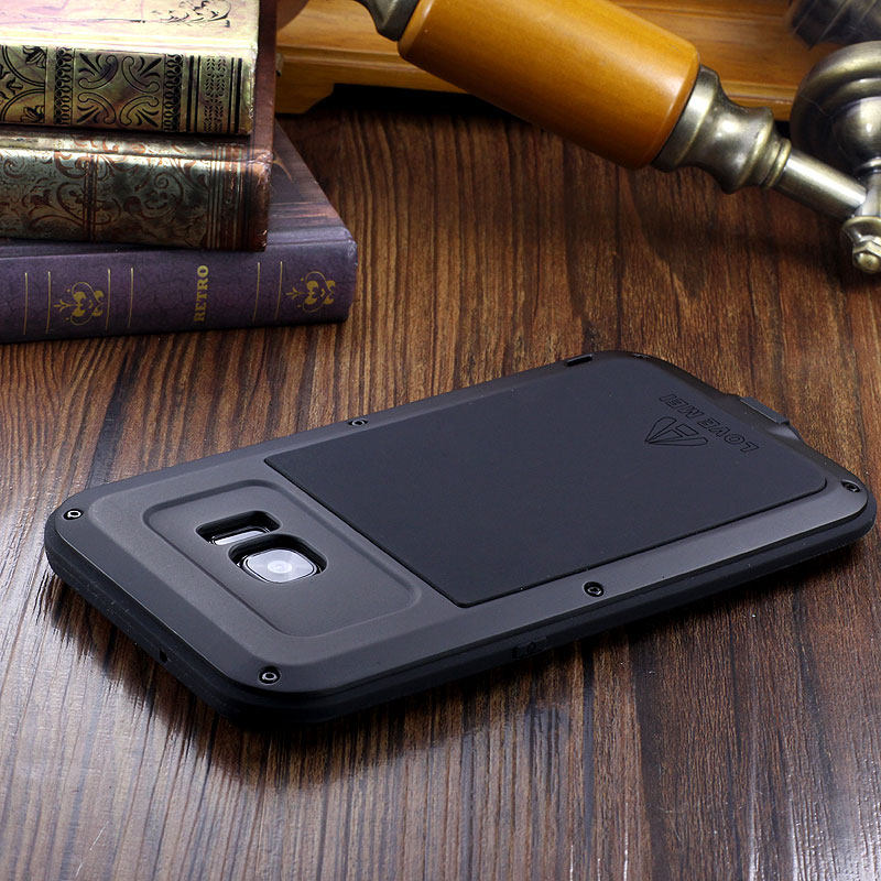LOVE MEI Powerful Water Resistant Shockproof luminum Metal Gorilla Glass Heavy Duty Case Cover for Samsung Galaxy S7 Edge