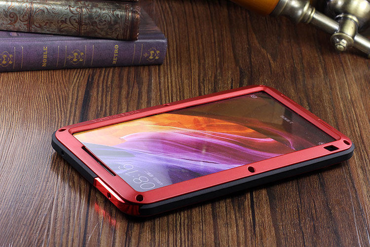 LOVE MEI Powerful Water Resistant Shockproof luminum Metal Gorilla Glass Heavy Duty Case Cover for Xiaomi Mi MIX