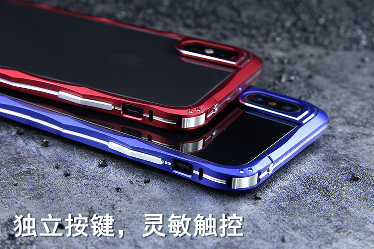 iMatch Slim Light Aluminum Metal Shockproof Bumper Case with Kickstand for Apple iPhone X