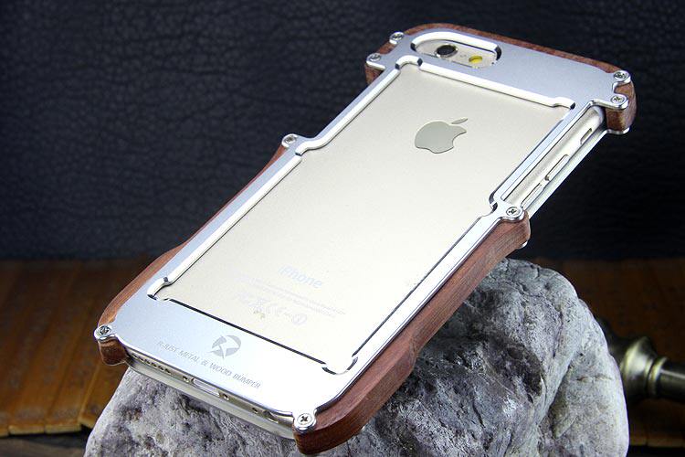R-Just Light Slim Timber Aluminum Metal Wood Bumper Case Cover for Apple iPhone 6S Plus/6 Plus & iPhone 6S/6