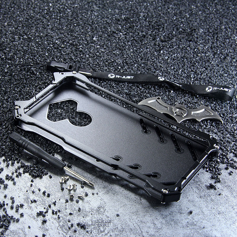 R-Just Batman Shockproof Aluminum Shell Metal Case with Custom Batarang Stent for Huawei Mate 10