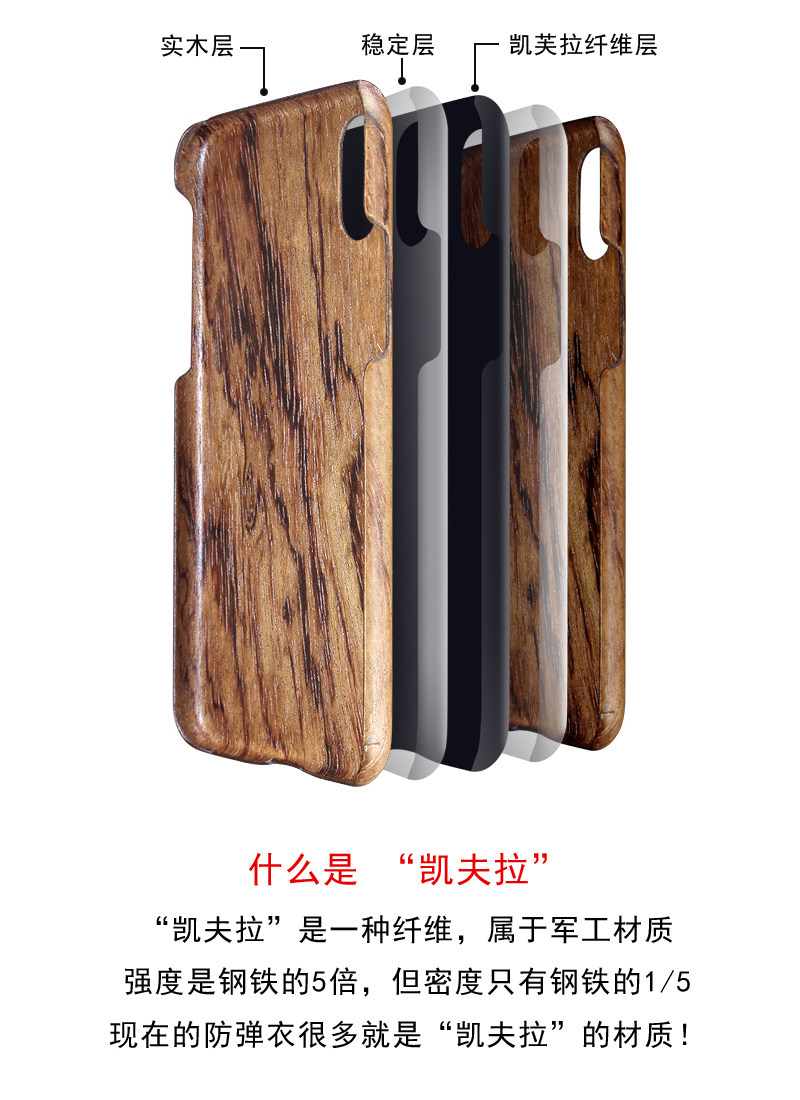 SHOWKOO Kevlar Natural Wood Ultra Slim Case Cover for Apple iPhone X