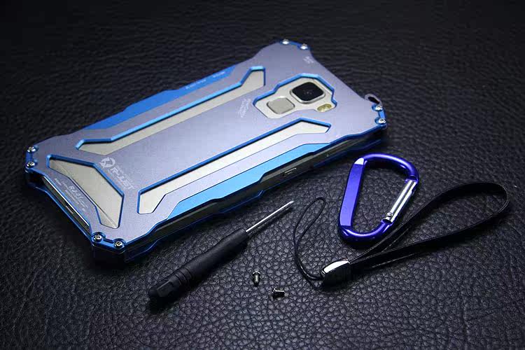 R-JUST GUNDAM Aerospace Aluminum Contrast Color Shockproof Metal Shell Outdoor Protection Case for Huawei Honor 7