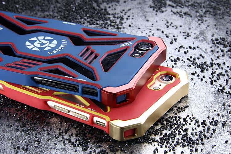 R-Just Avengers Superhero Aluminum Metal Frame Shockproof Macromolecular Materials Case Cover for Apple iPhone 7 Plus