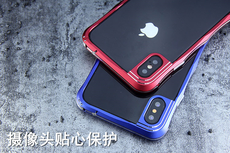 iMatch Slim Light Aluminum Metal Shockproof Bumper Case with Kickstand for Apple iPhone X