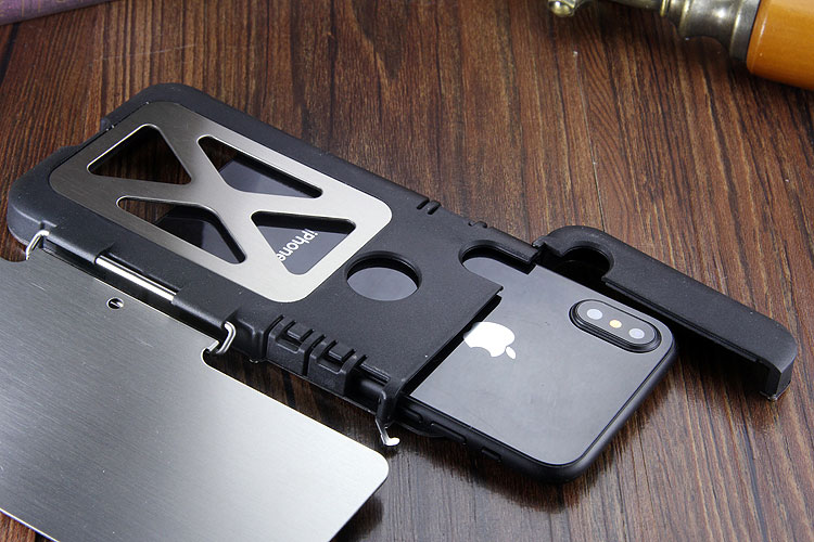 Armor King Iron Man Luxury Shockproof Stainless Steel Aluminum Metal Flip Case Cover for Apple iPhone X