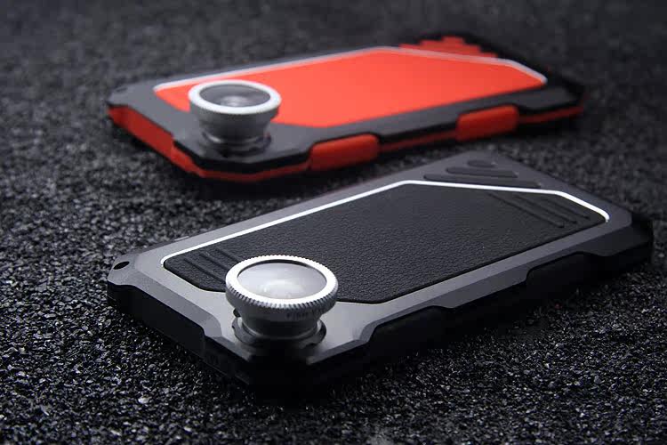 R-Just 3 in 1 Fisheye+Macro+Wide Angle Camera Lens IP54 Waterproof Dustproof Shockproof Silicone Aluminum Metal Heavy Duty Case Cover for Apple iPhone 6S Plus/6 Plus & iPhone 6S/6 & iPhone SE/5S/5